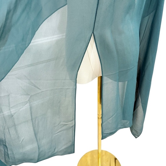 Eileen Fisher Pine Sheer Silk Georgette Chiffon Wrap One Size $138 NWT Green - Picture 6 of 15